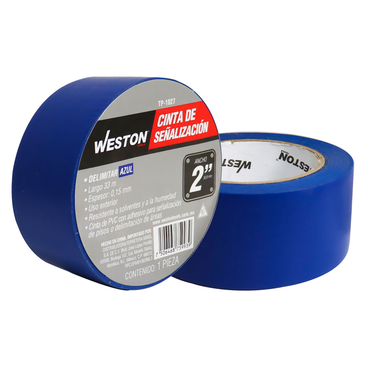 CINTA DE SEÑALIZACION AZUL 2" (50mm) X 33M (PRECIO X PIEZA)