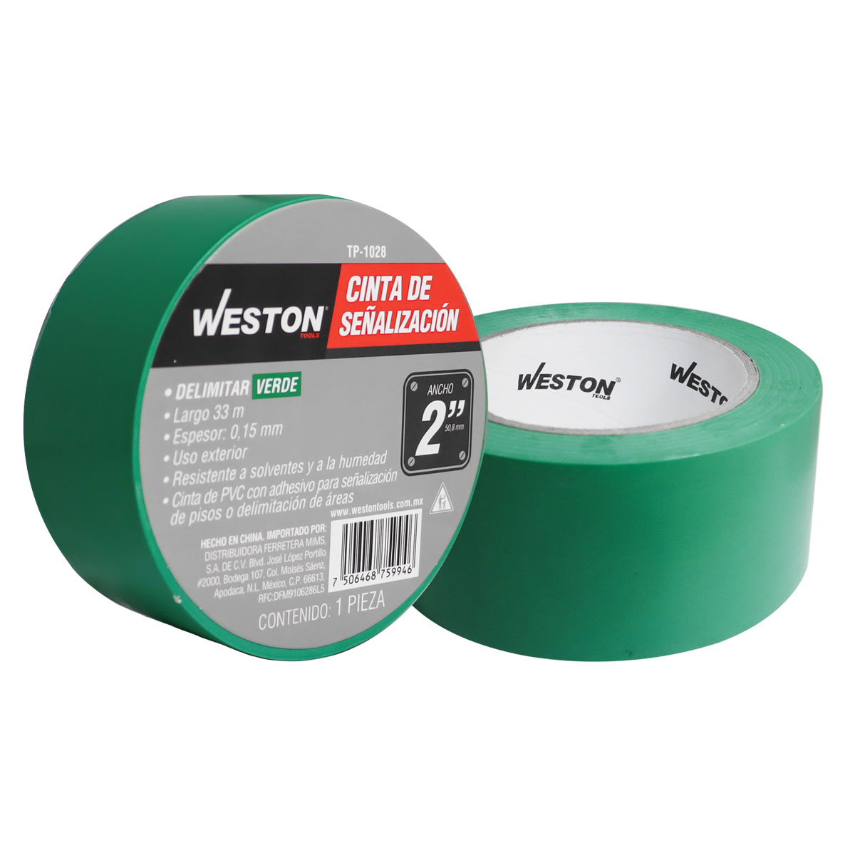 CINTA DE SEÑALIZACION VERDE 2" (50mm) X 33M (PRECIO X PIEZA)