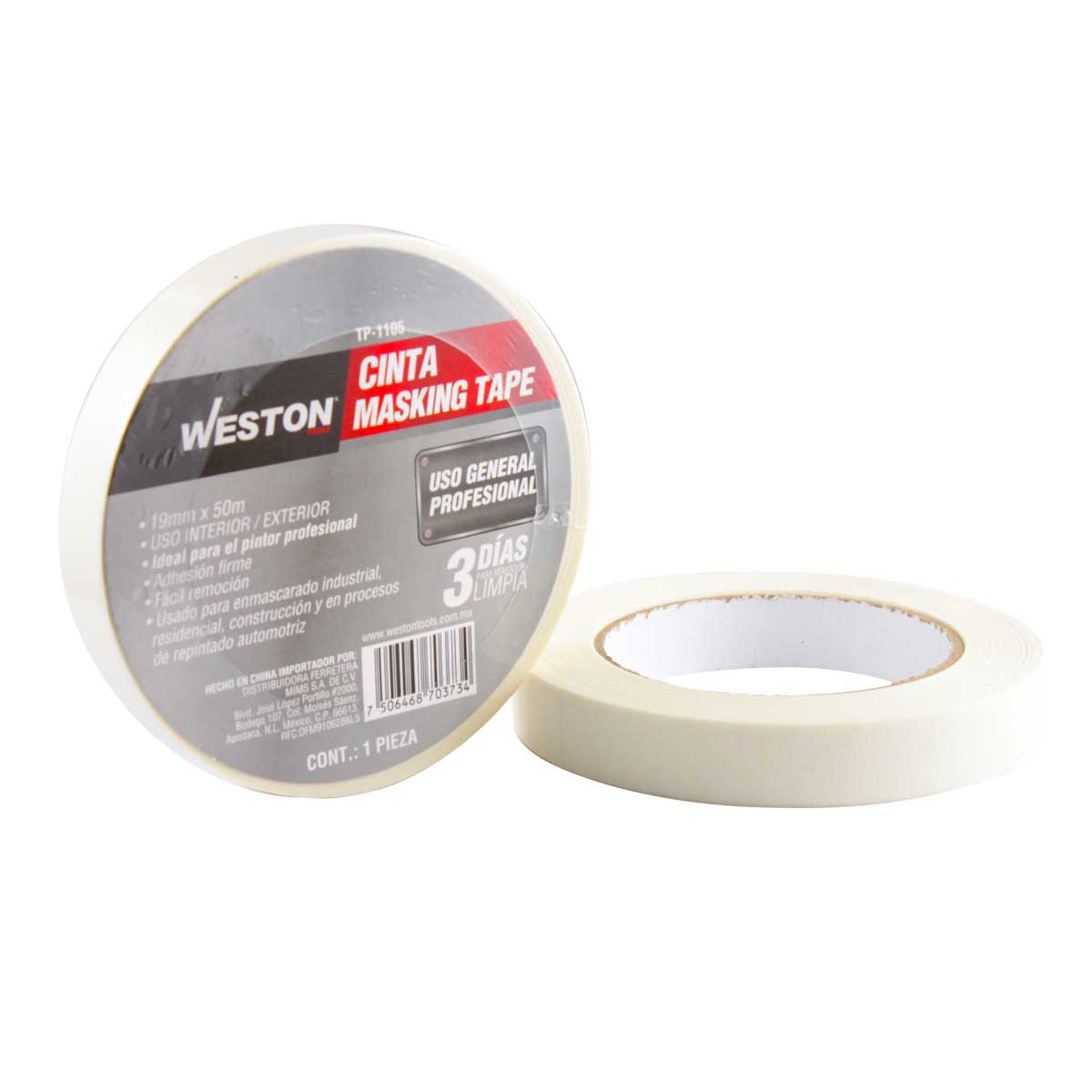CINTA MASKING TAPE AUTOMOTRIZ/PROFESIONAL 3 DIAS 19MM x 50M (PRECIO X PIEZA)