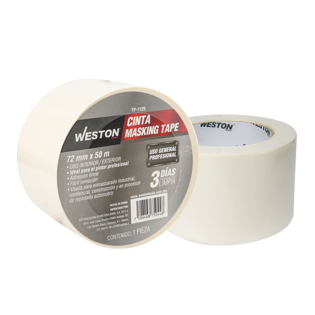 CINTA MASKING TAPE AUTOMOTRIZ/PROFESIONAL 3 DIAS 72MM x 50M (PRECIO X PIEZA)