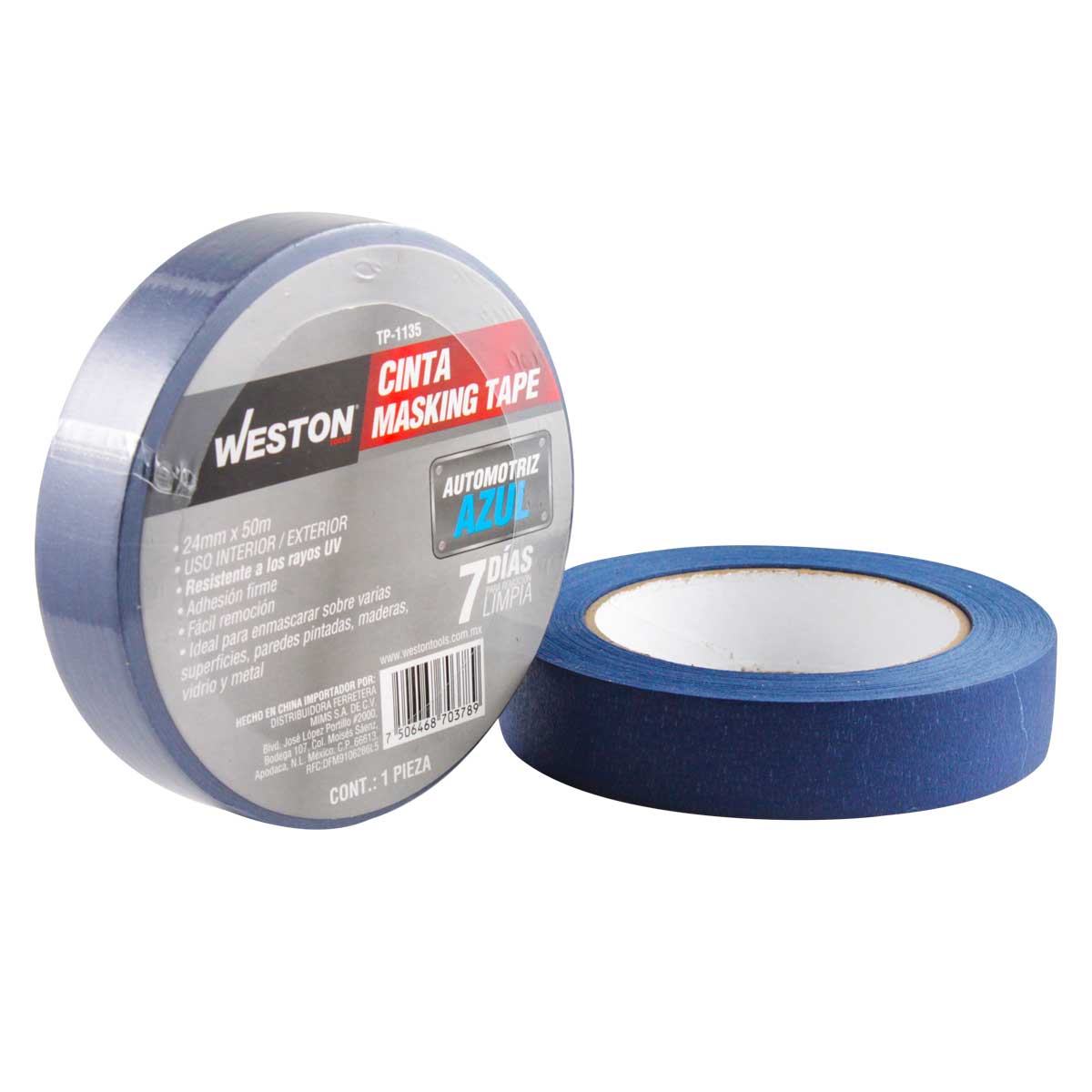 CINTA MASKING TAPE AZUL LARGA DURACION 7 DIAS 24MM x 50M (PRECIO X PIEZA)