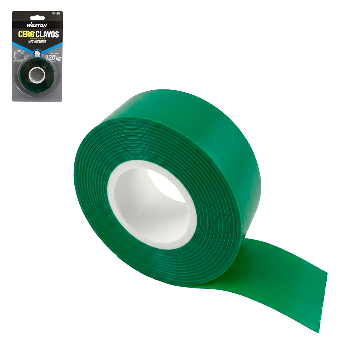 CINTA DE MONTAJE CERO CLAVOS DOBLE CARA TRANSPARENTE USO INTERIOR 19MM X 1.5M
