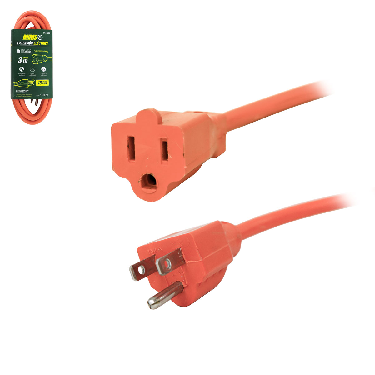 EXTENSION PROFESIONAL 1 CONTACTO 3X16 NARANJA 3MTS. MIMS