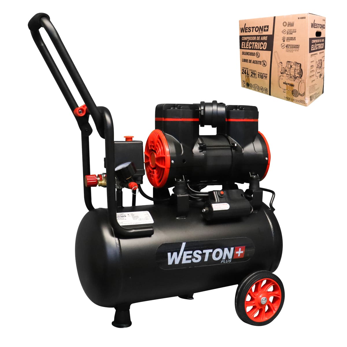 COMPRESOR DE AIRE LIBRE DE ACEITE 24L WPLUS 127V