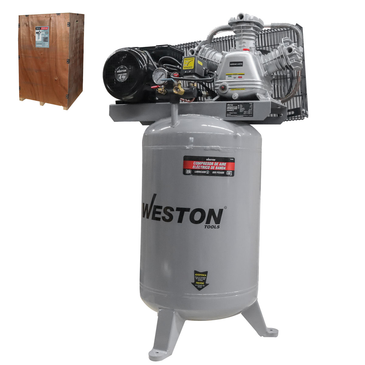 COMPRESOR VERTICAL DE BANDA 4HP 120L 220V