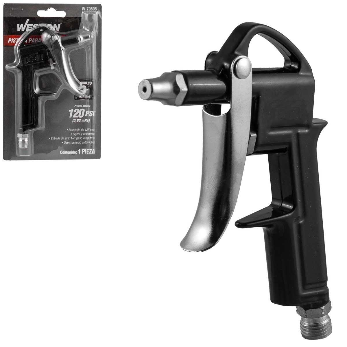 PISTOLA PARA SOPLETEAR 5'' MAX PSI 120 C/ACCESORIOS