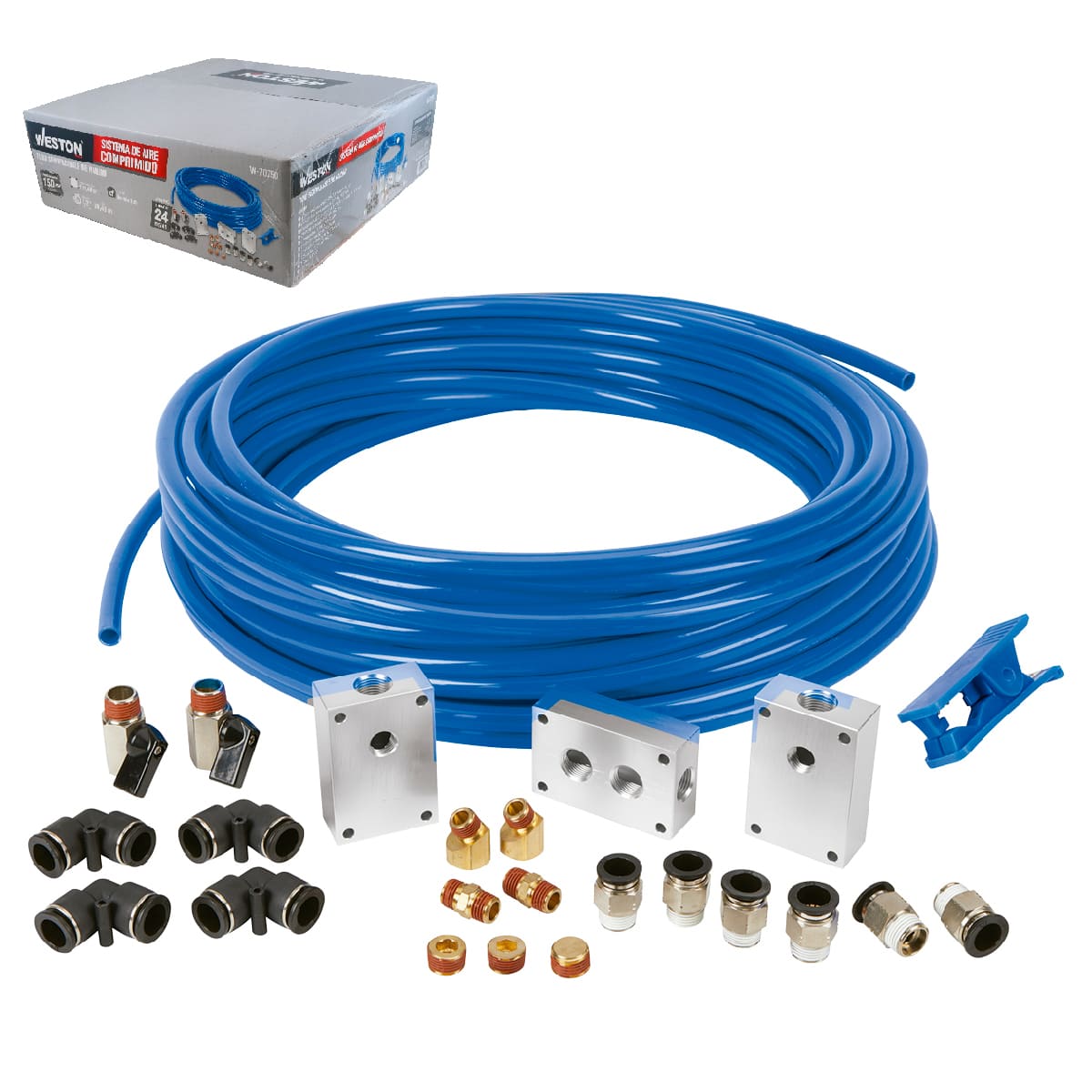 SISTEMA DE AIRE COMPRIMIDO 1/2" C/100FT. D/TUBO D/NAILON 150PSI