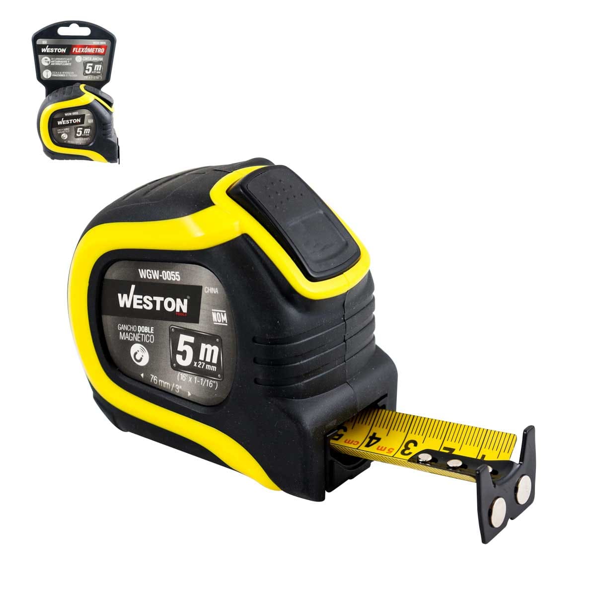FLEXOMETRO 5M X 27MM AMARILLO CINTA ANCHA