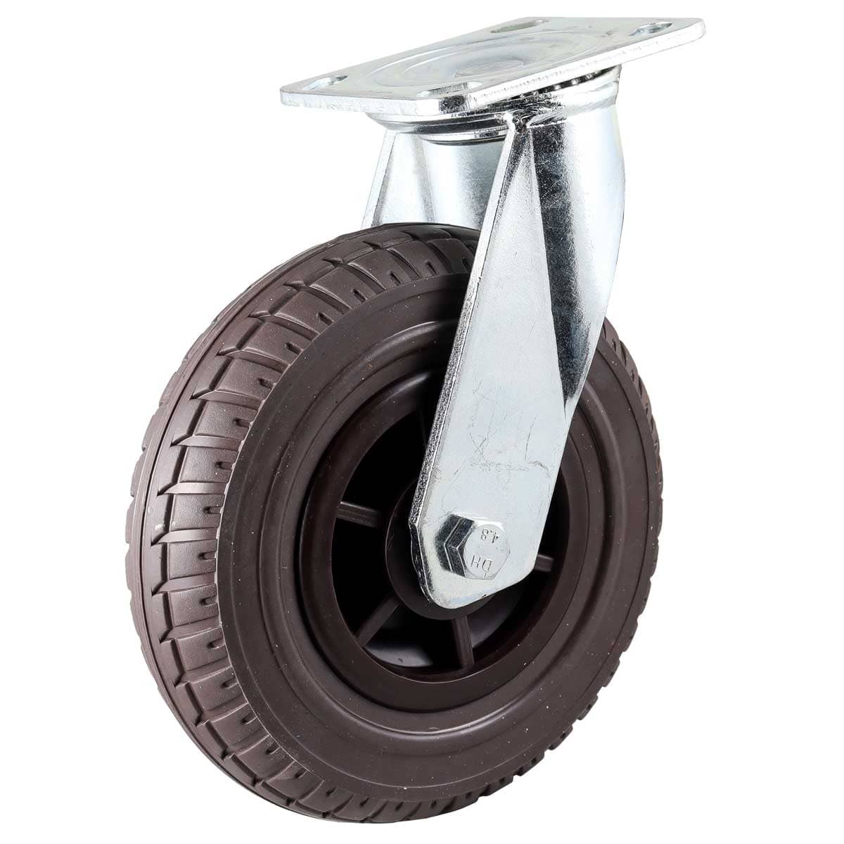 RODAJA DE HULE CAFE USO RUDO GIRATORIA 8" (200X50MM)