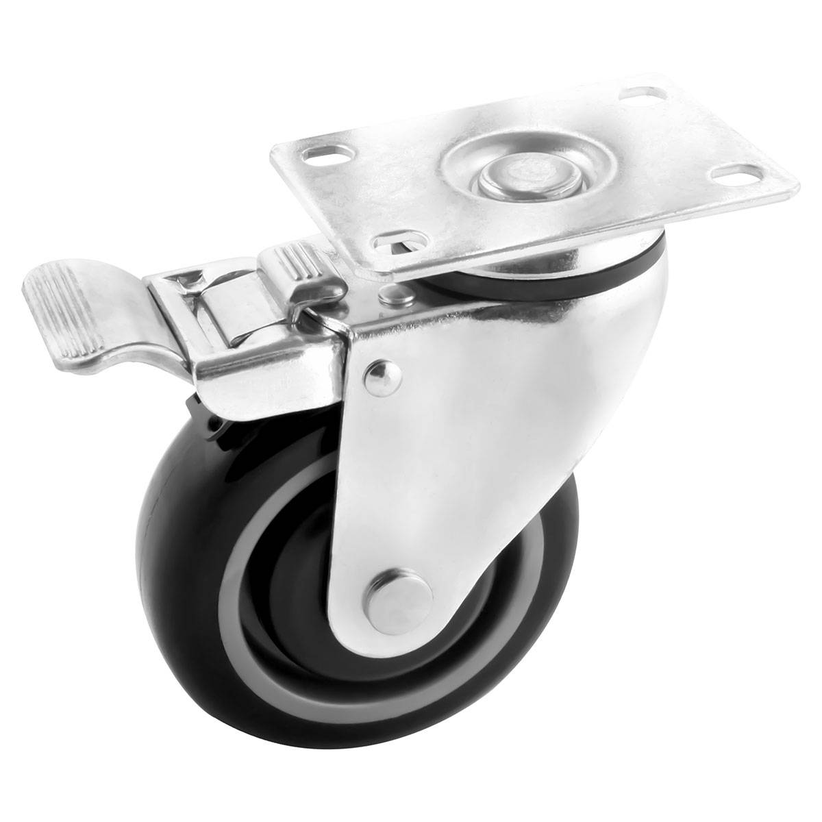 RODAJA PU/PP 4" x 1-1/4"  P/CARRITO SUPER GIRA. C/FRENO