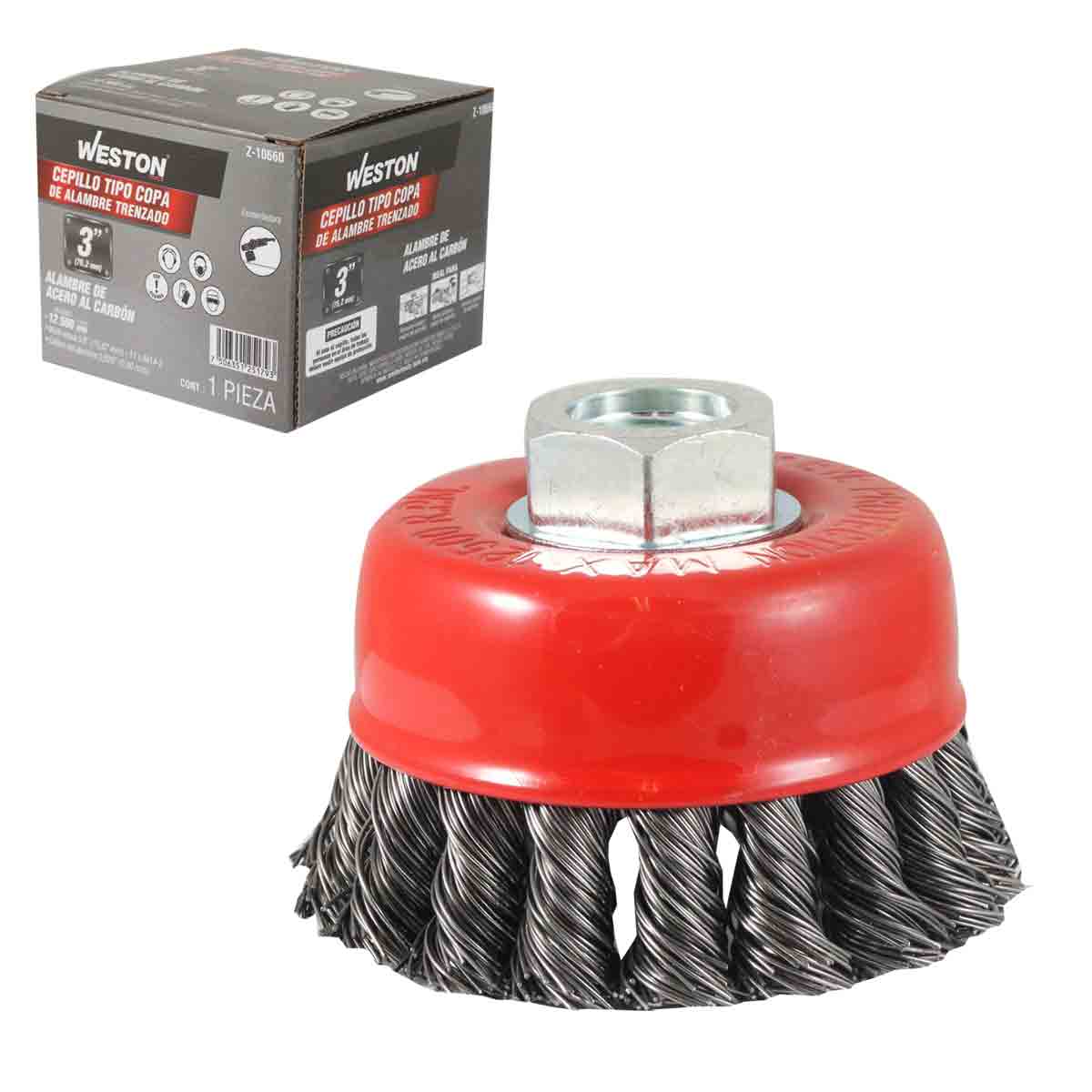 CEPILLO TIPO COPA TRENZADA SIN ARO 3" ENT MULTIROSCA A. AL CARBON .020"
