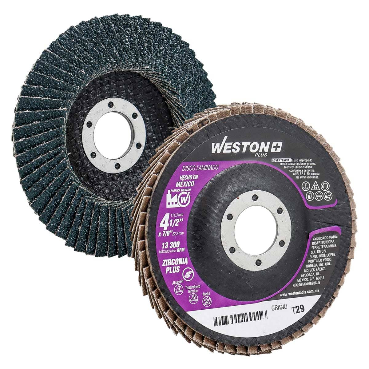DISCO LAMINADO ZIRCONIA 4-1/2" G40 WP (Precio x pieza - Empaque c/10 pzas)