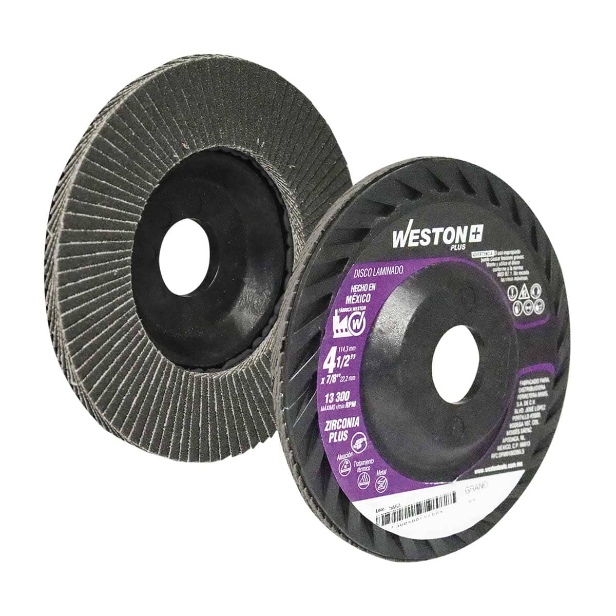 DISCO LAMINADO ZIRC. 876 4-1/2" G80 WP T27 PLASTICO
