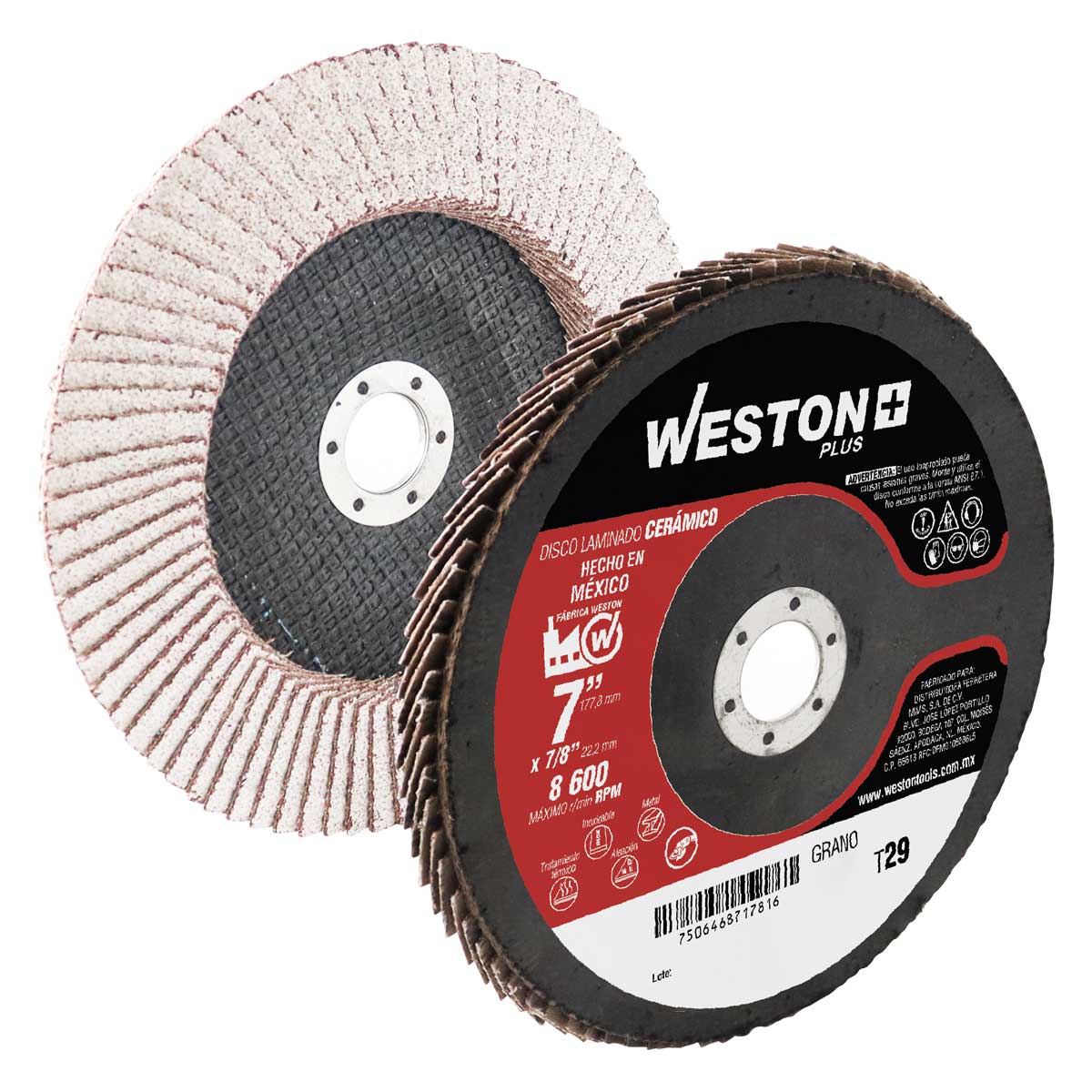 DISCO LAMINADO CERAMICO P/ALUMINIO C/RESPALDO D/FIBRA D/VIDRIO 7'' G60 F29