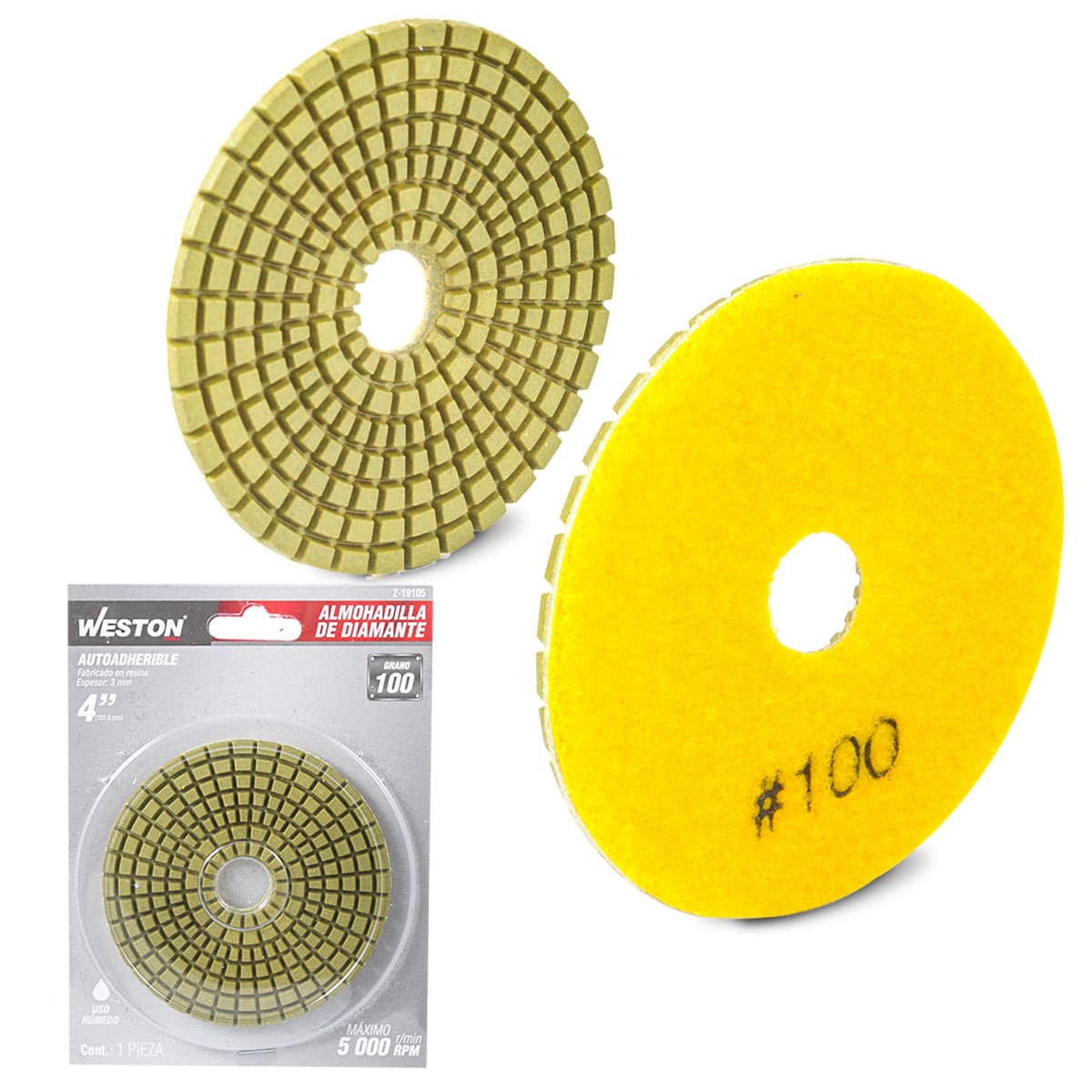 ALMOHADILLA DE DIAMANTE PARA PULIDO 4'' G100