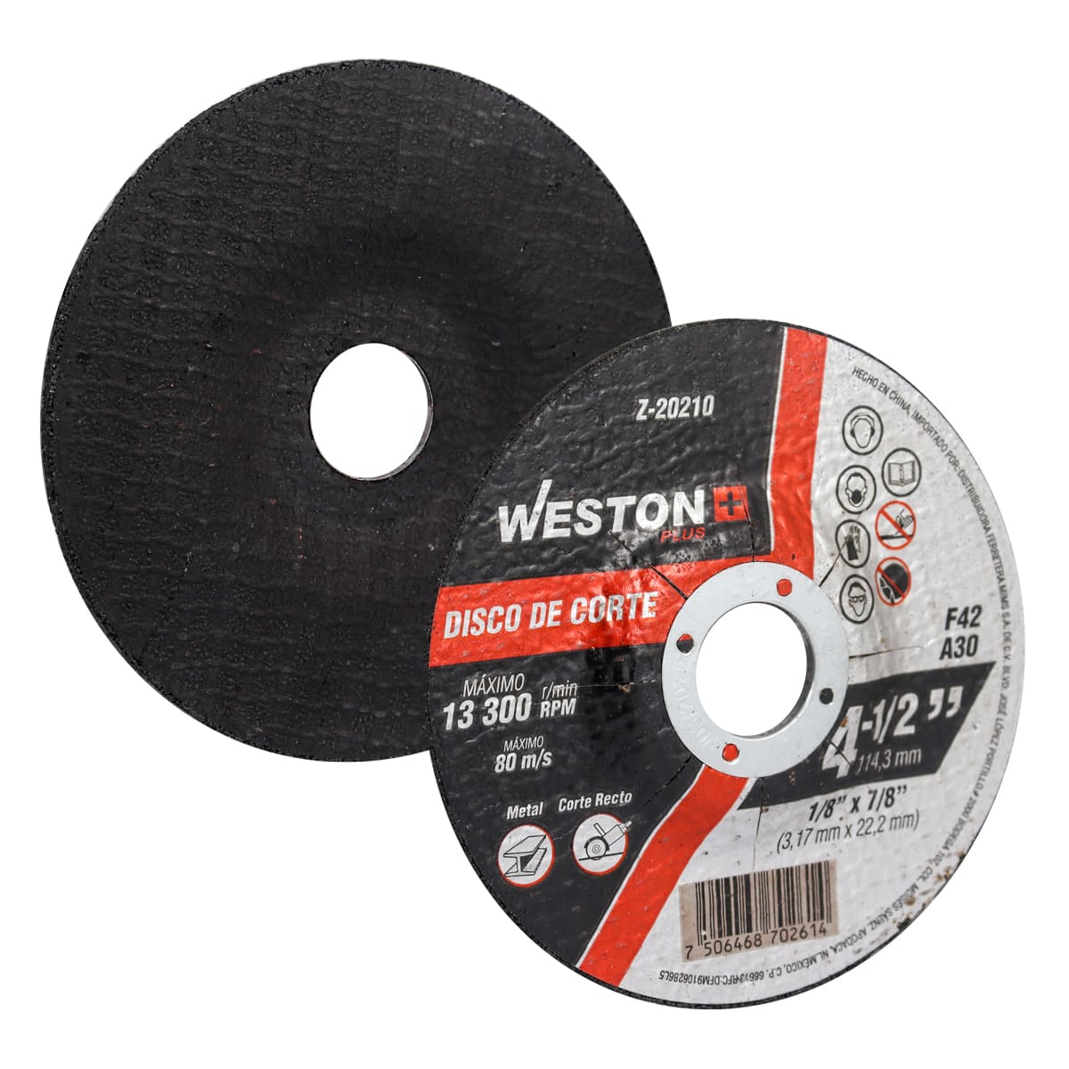 DISCO D/CORTE P/METAL 4-1/2" x 1/8"(3.17) x 7/8" F42 (Emp. c/10 Pzas - Precio x Pza)