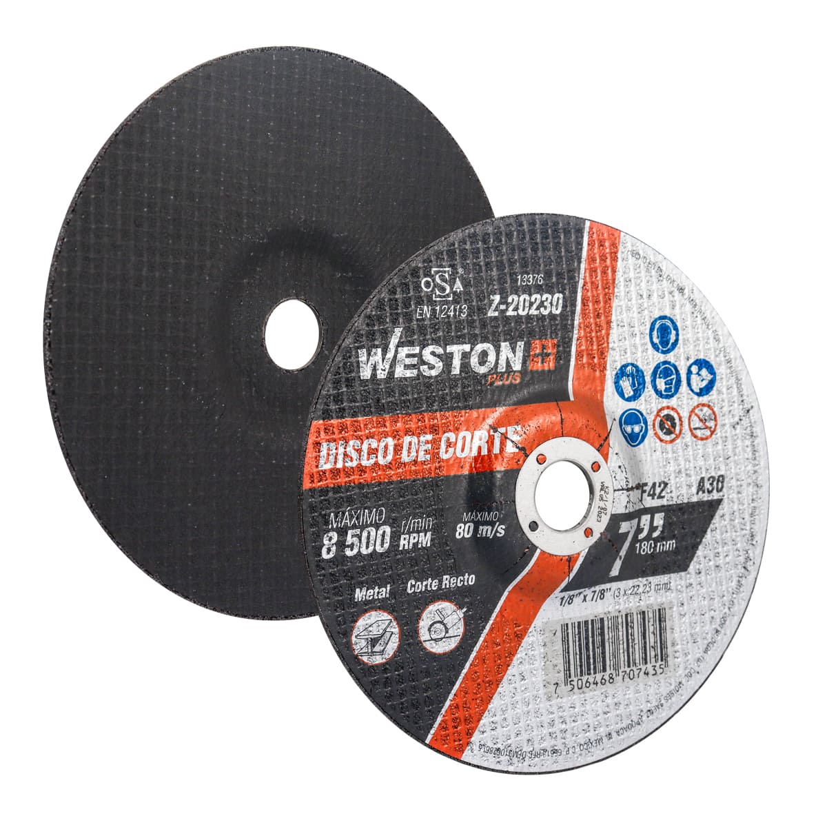 DISCO D/CORTE P/METAL 7" x 1/8"(3.17) x 7/8" F42 (Emp. c/5 Pzas - Precio x Pza)