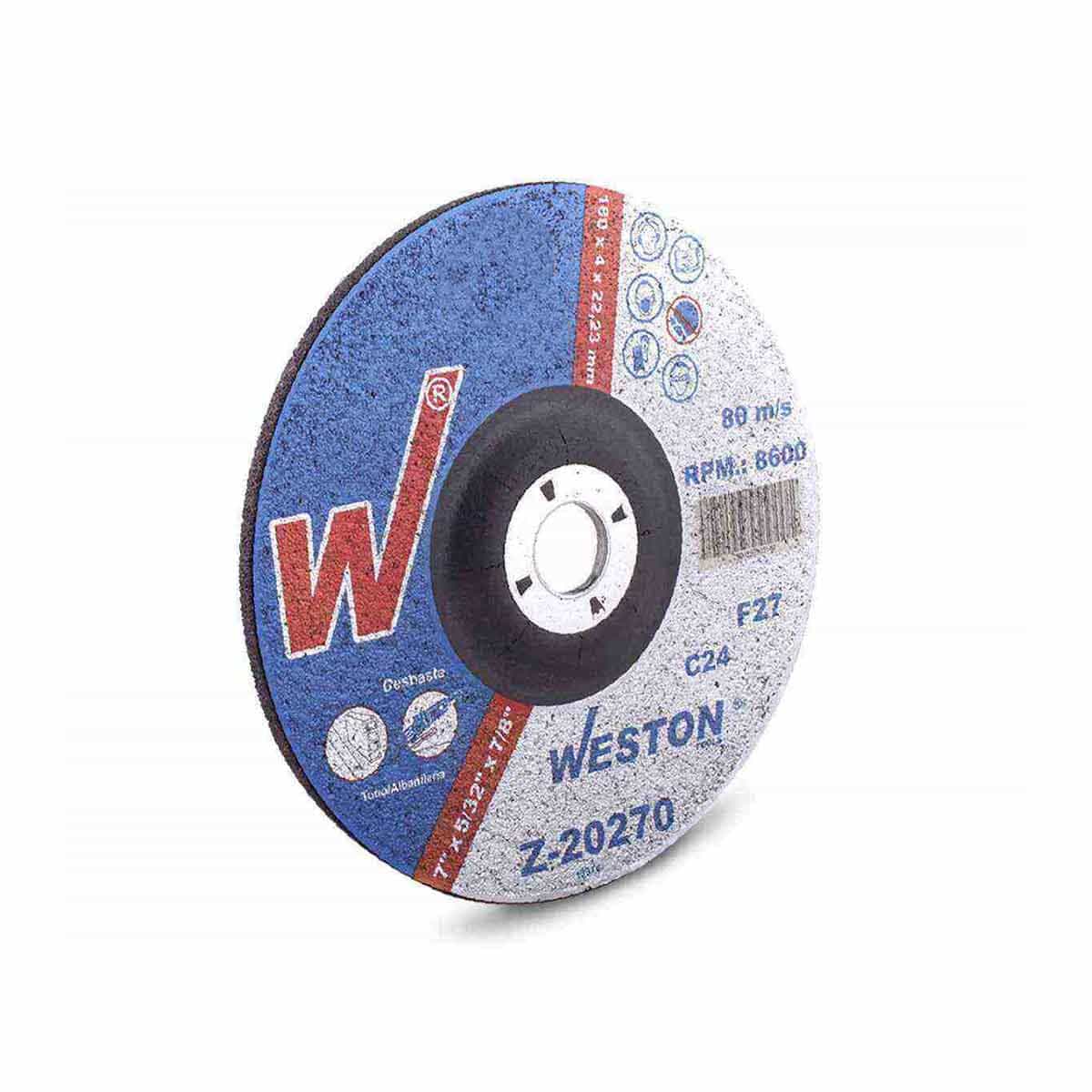 DISCO D/CORTE Y DESBASTE P/PIEDRA 7" x 5/32"(4) x 7/8" F42/F27 (Emp. c/5 Pzas - Precio x Pza)