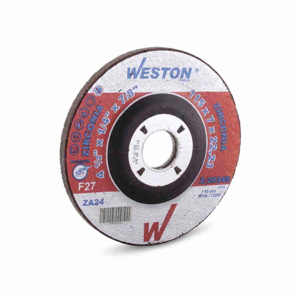 DISCO D/DESBASTE P/INOX. D/ZIRCONIO 7" x 1/4"(6.35) x 7/8" F27 (Emp. c/5 Pzas - Precio x Pza)
