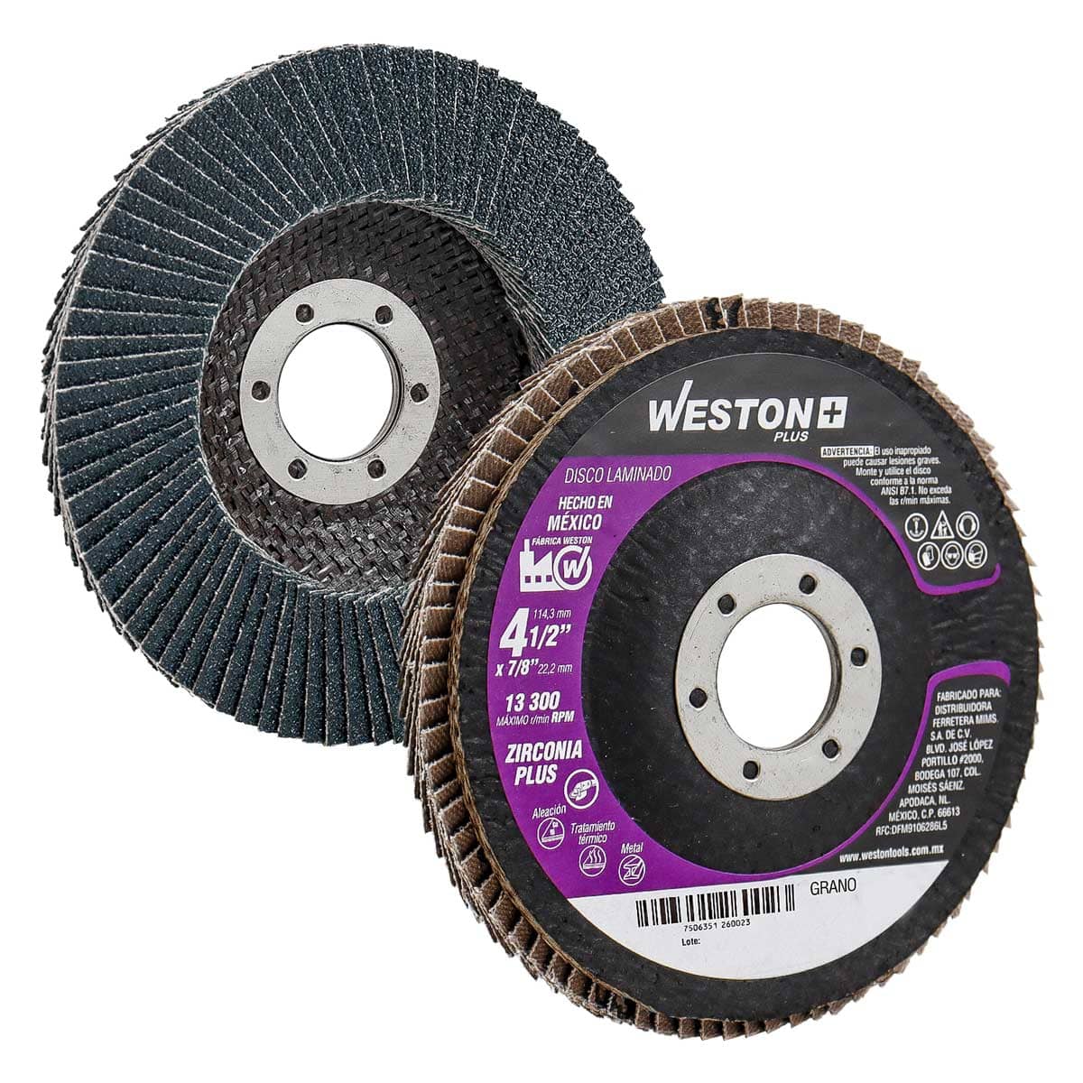 DISCO LAM.ZIRCONIA Y 4 1/2X7/8" Z40  ALTA DENSIDAD T27 100% ZIR.