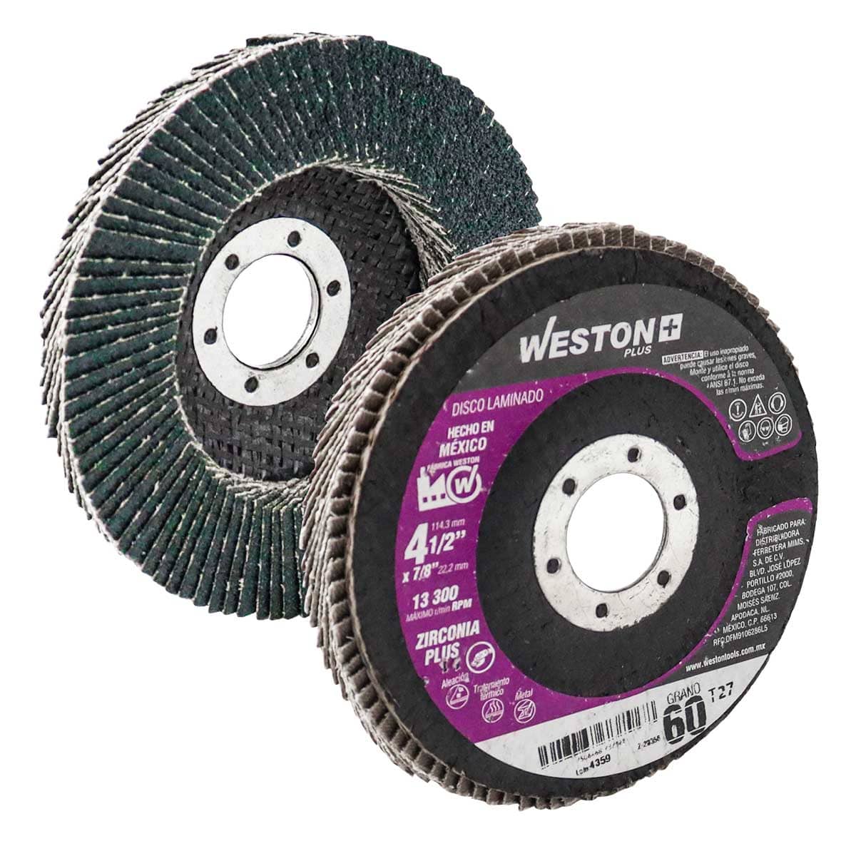 DISCO LAMIN. WP ZIRCONIA 4-1/2x7/8" Z60 SUPER ALTA DENSIDAD T271 (Precio x pieza - Emp. c/10 pzs)