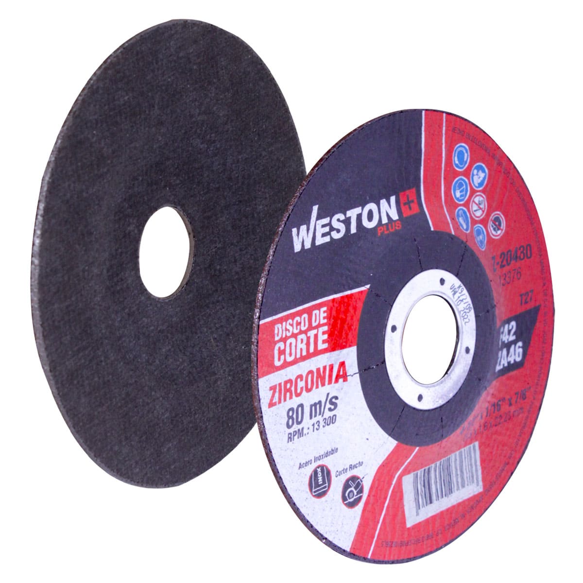 DISCO D/CORTE P/INOX. D/ZIRCONIO 4-1/2" x 1/8"(3.17) x 7/8" F42 (Emp. c/10 Pzas - Precio x Pza)