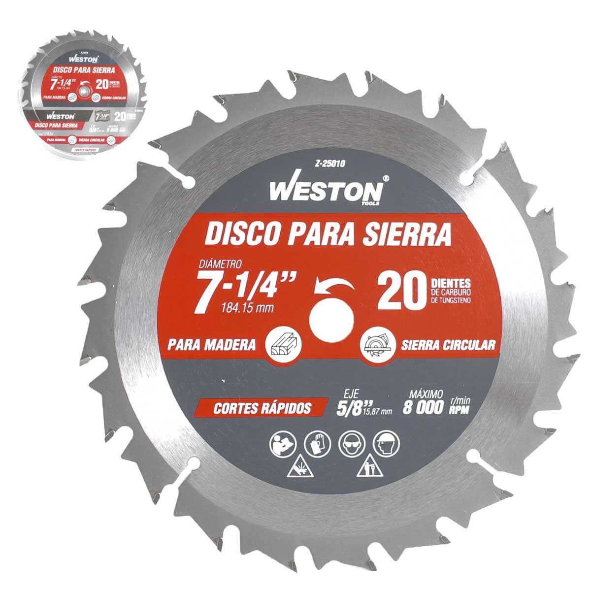 DISCO PARA SIERRA CIRCULAR P/MADERA 7-1/4'' X 5/8'' 20DT