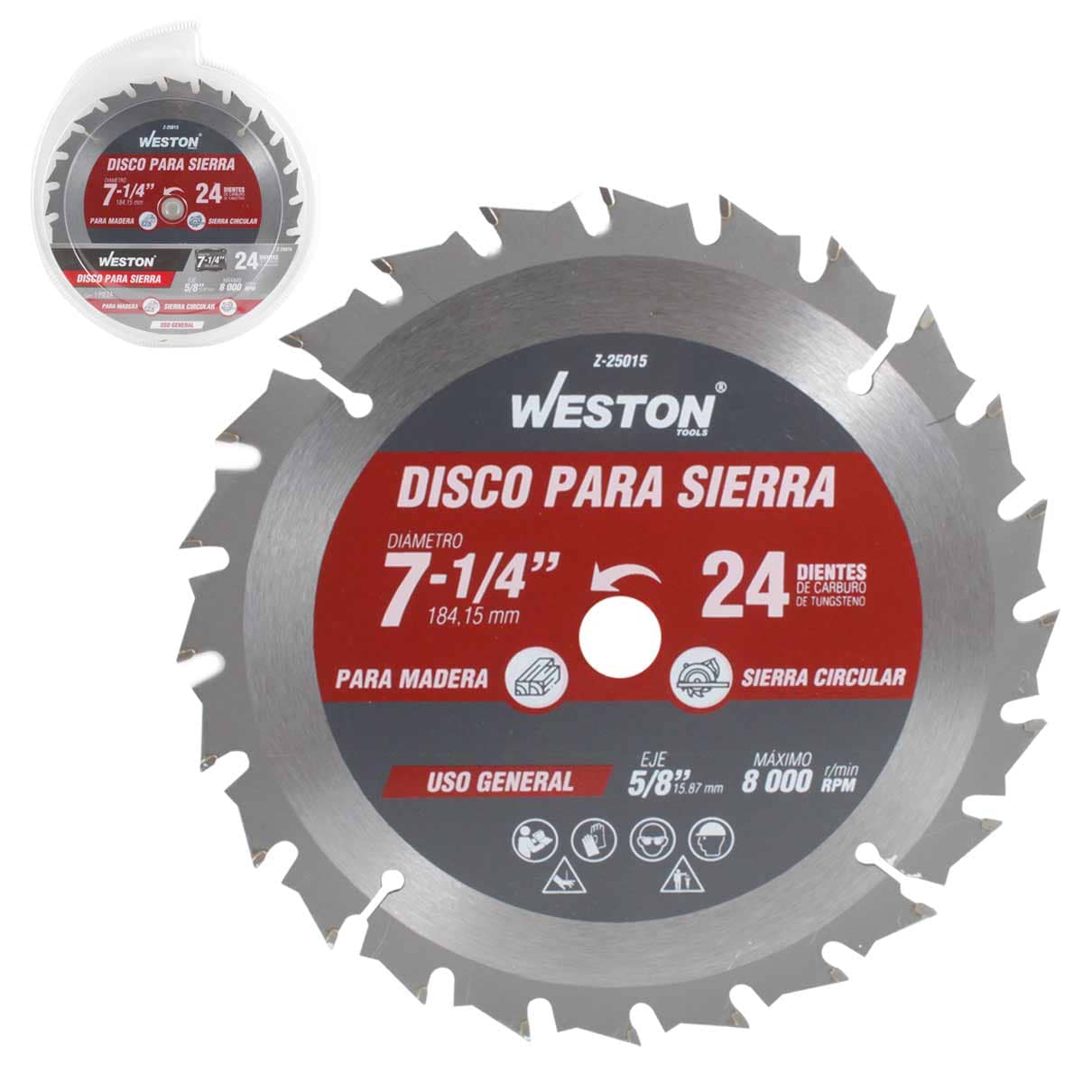 DISCO PARA SIERRA CIRCULAR P/MADERA 7-1/4'' X 5/8'' 24DT