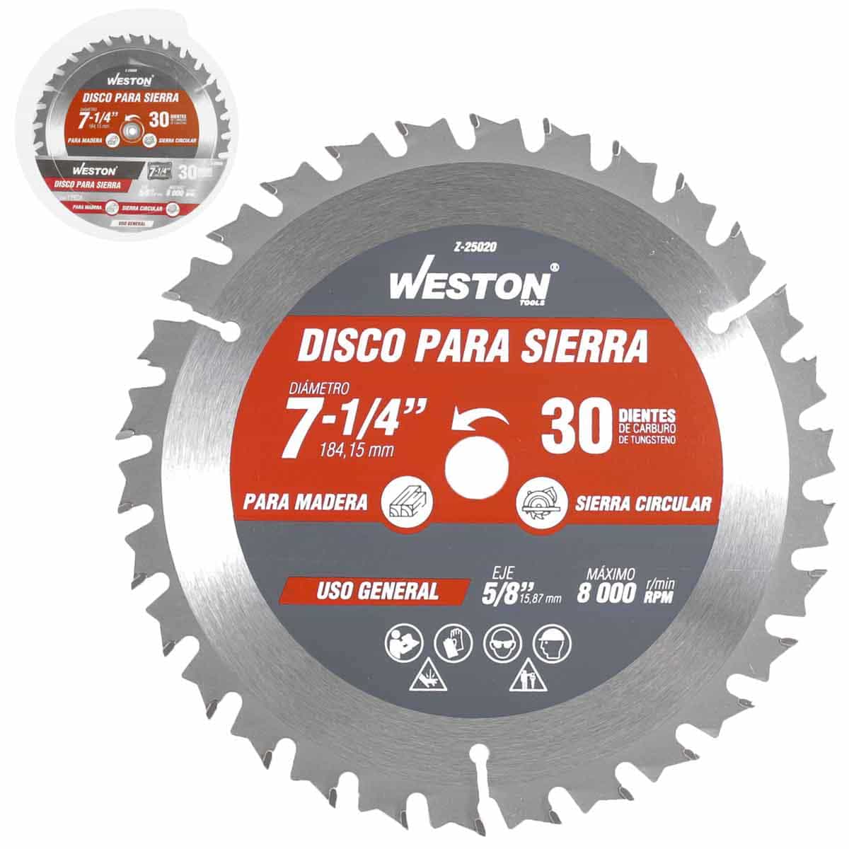 DISCO PARA SIERRA CIRCULAR P/MADERA 7-1/4'' X 5/8'' 30DT