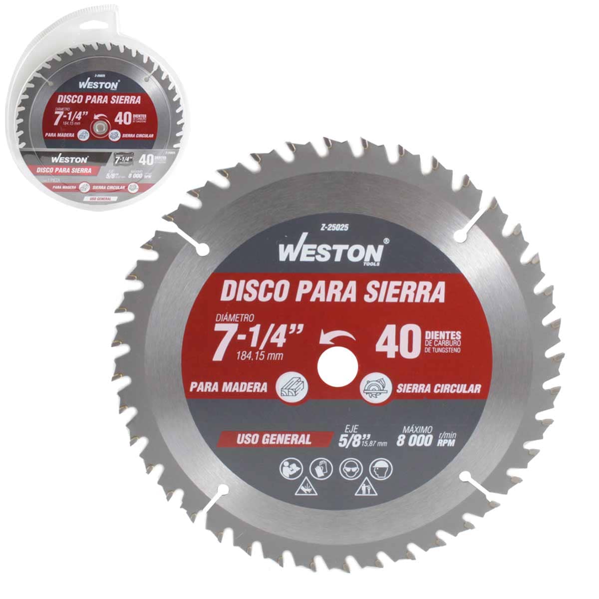 DISCO PARA SIERRA CIRCULAR P/MADERA 7-1/4'' X 5/8'' 40DT
