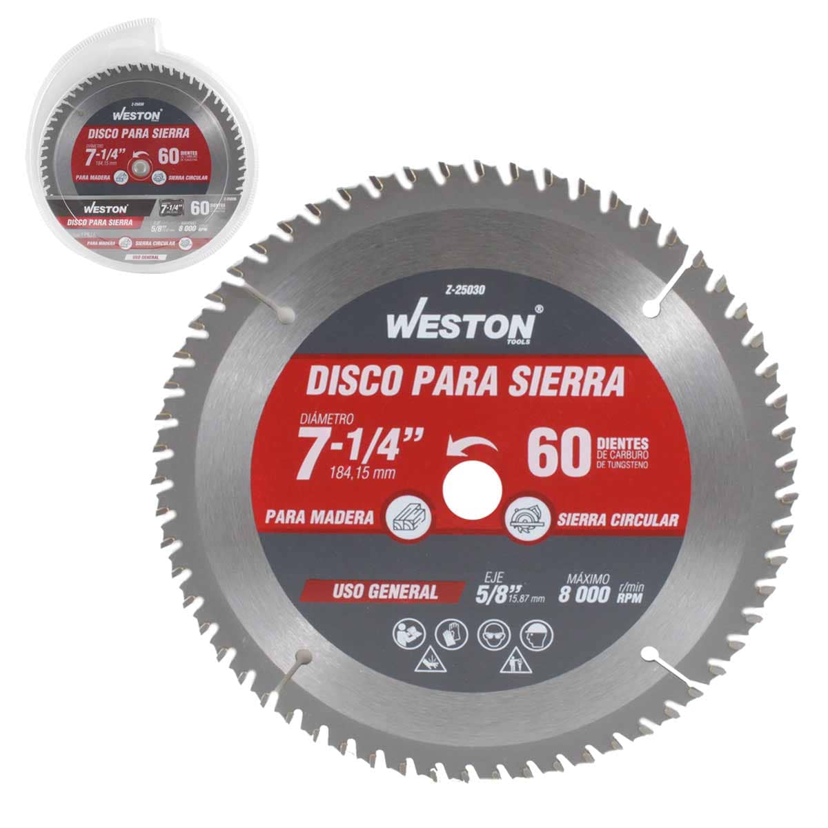 DISCO PARA SIERRA CIRCULAR P/MADERA 7-1/4'' X 5/8'' 60DT