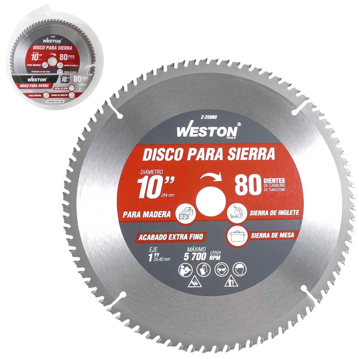 DISCO PARA SIERRA CIRCULAR P/MADERA 10'' X 1'' 80DT