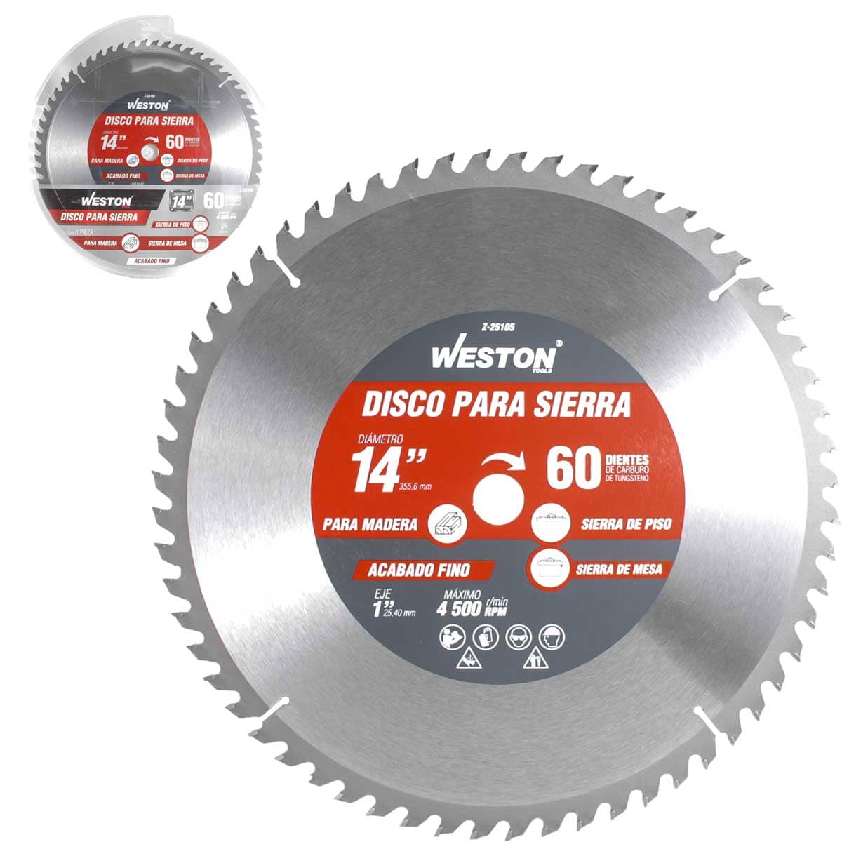 DISCO PARA SIERRA CIRCULAR P/MADERA 14'' X 1'' 60DT