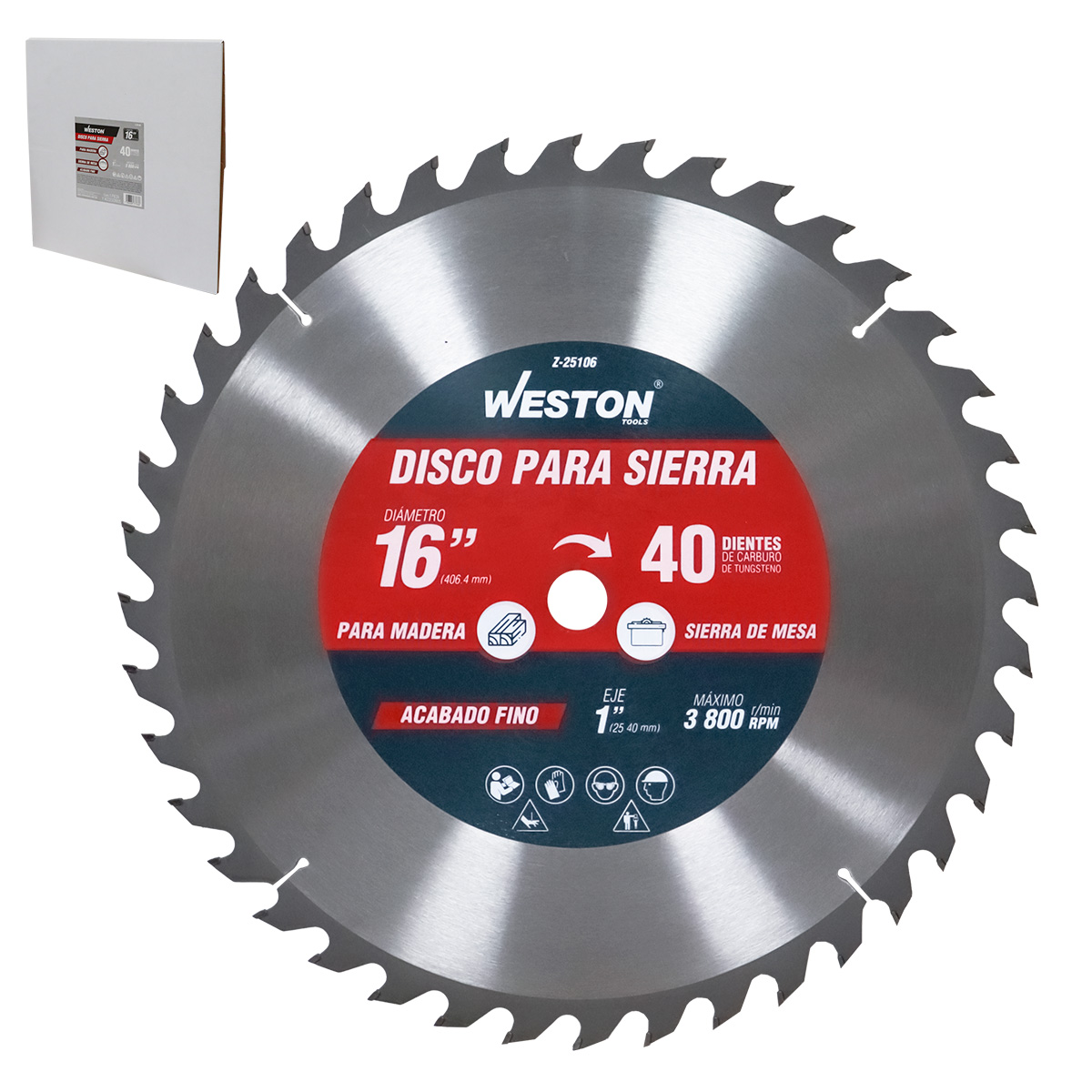 DISCO PARA SIERRA CIRCULAR P/MADERA 16'' X 1'' 40DT