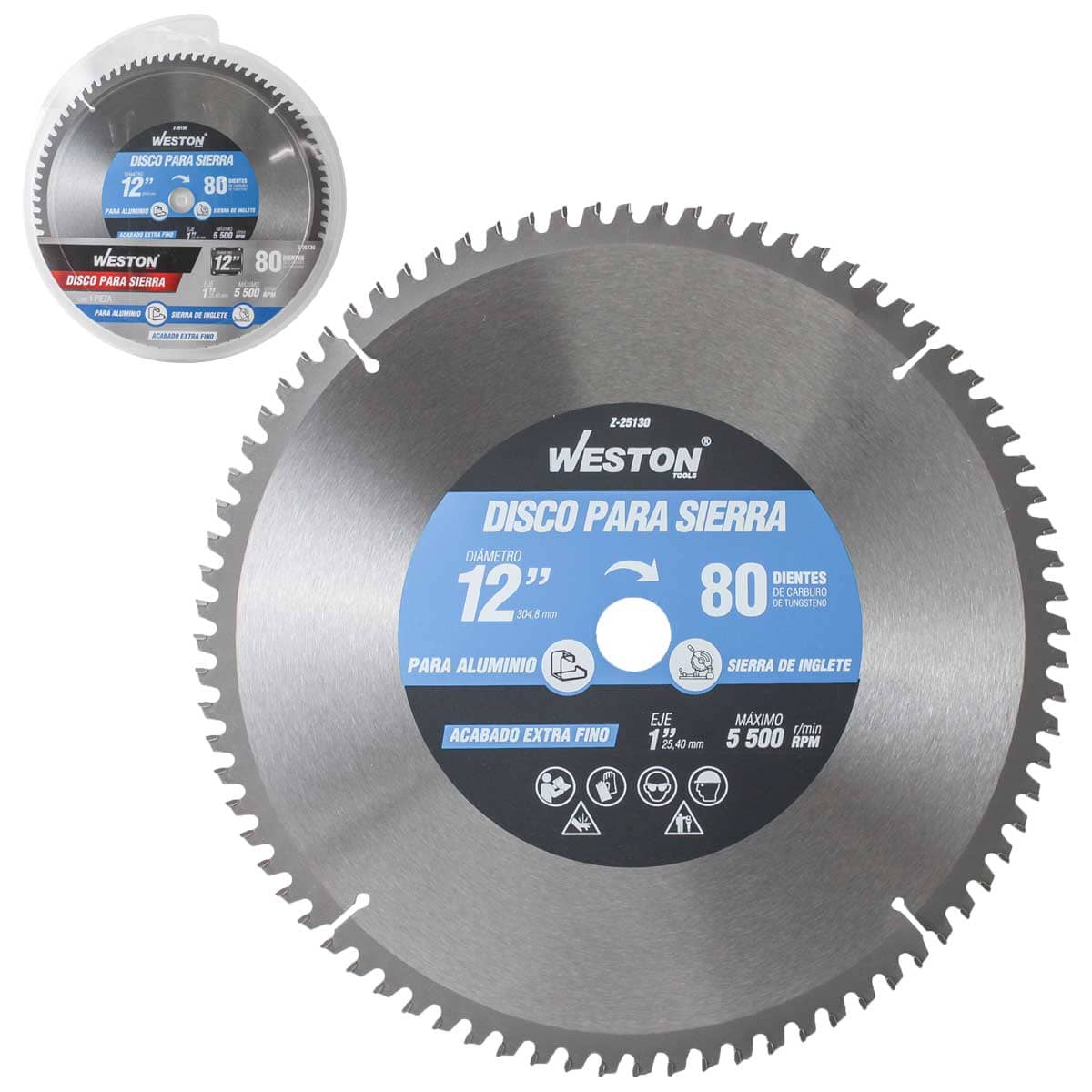 DISCO PARA SIERRA CIRCULAR P/ALUMINIO 12'' X 1'' 80DT