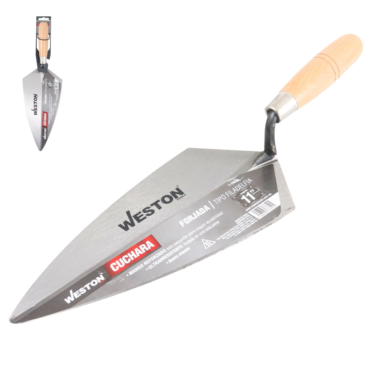CUCHARA FORJADA TIPO FILADELFIA 11" MANGO D/MADERA