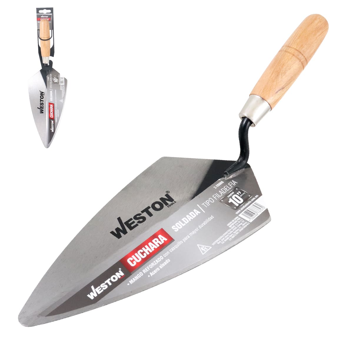 CUCHARA SOLDADA TIPO FILADELFIA 10" MANGO D/MADERA