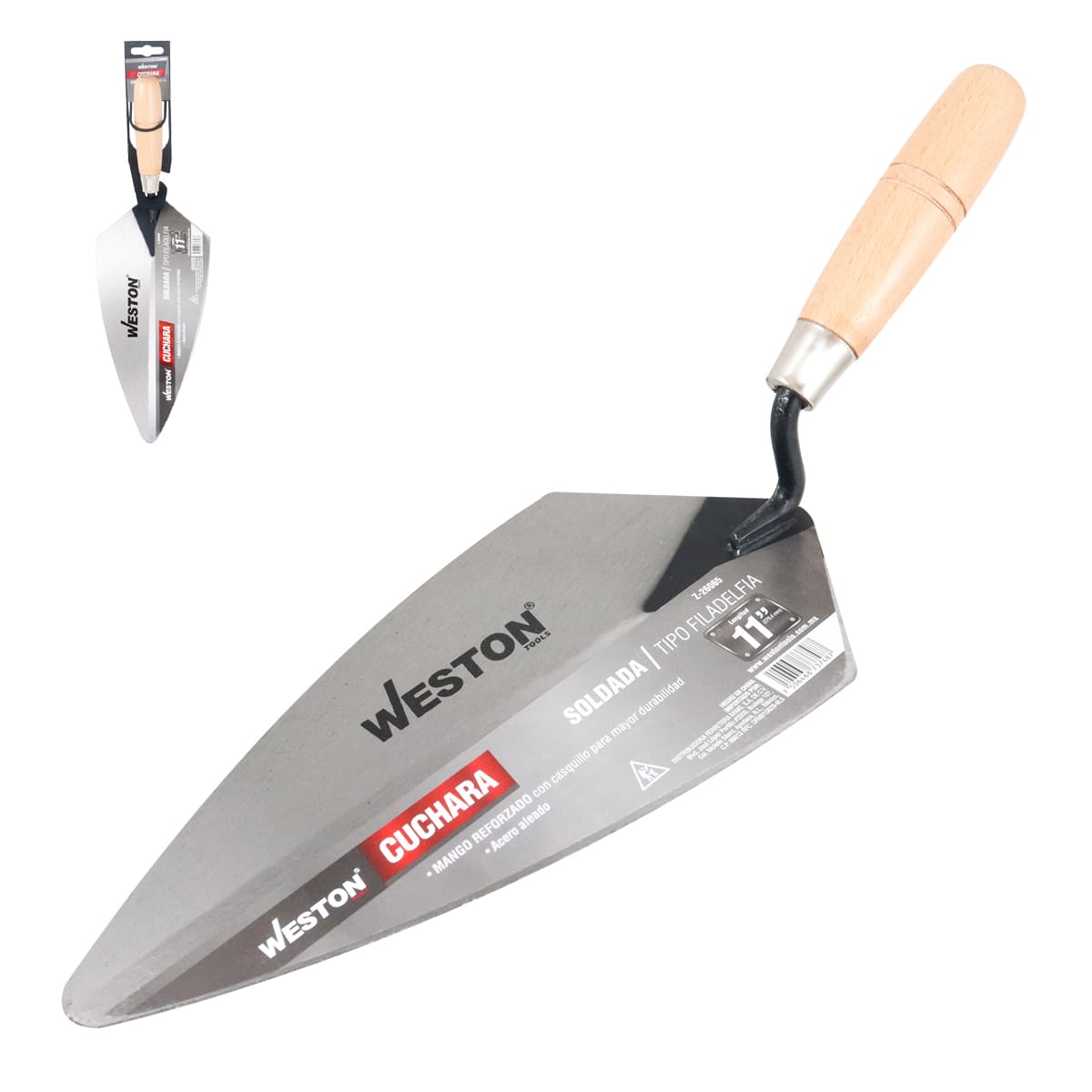 CUCHARA SOLDADA TIPO FILADELFIA 11" MANGO D/MADERA