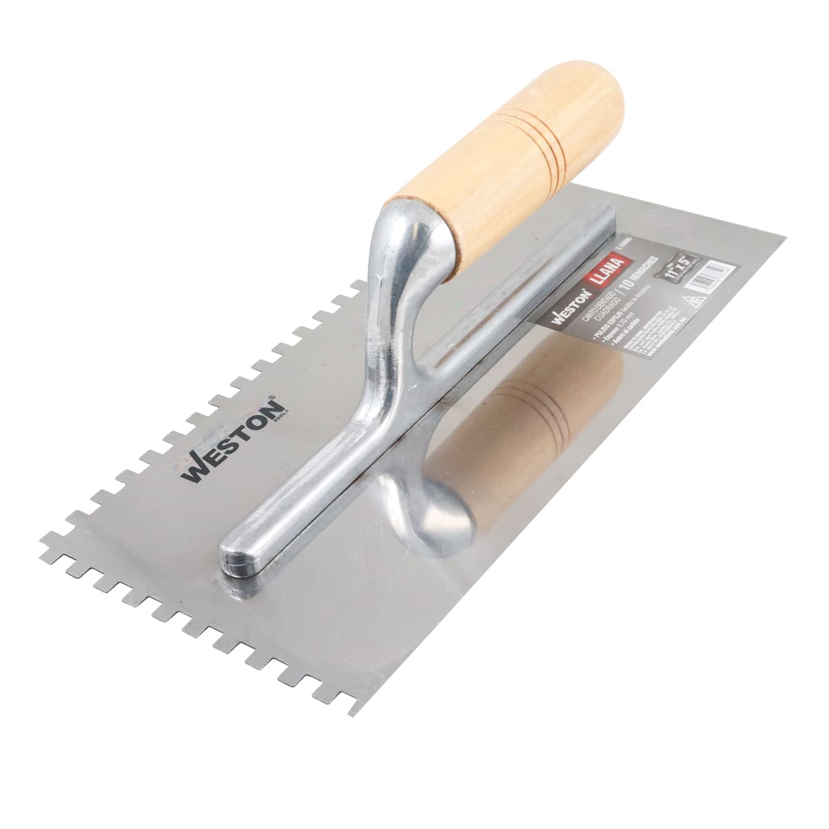 LLANA CANTO DENTADO CUADRADO 11" X 5" 10 REMACHES MANGO D/MADERA