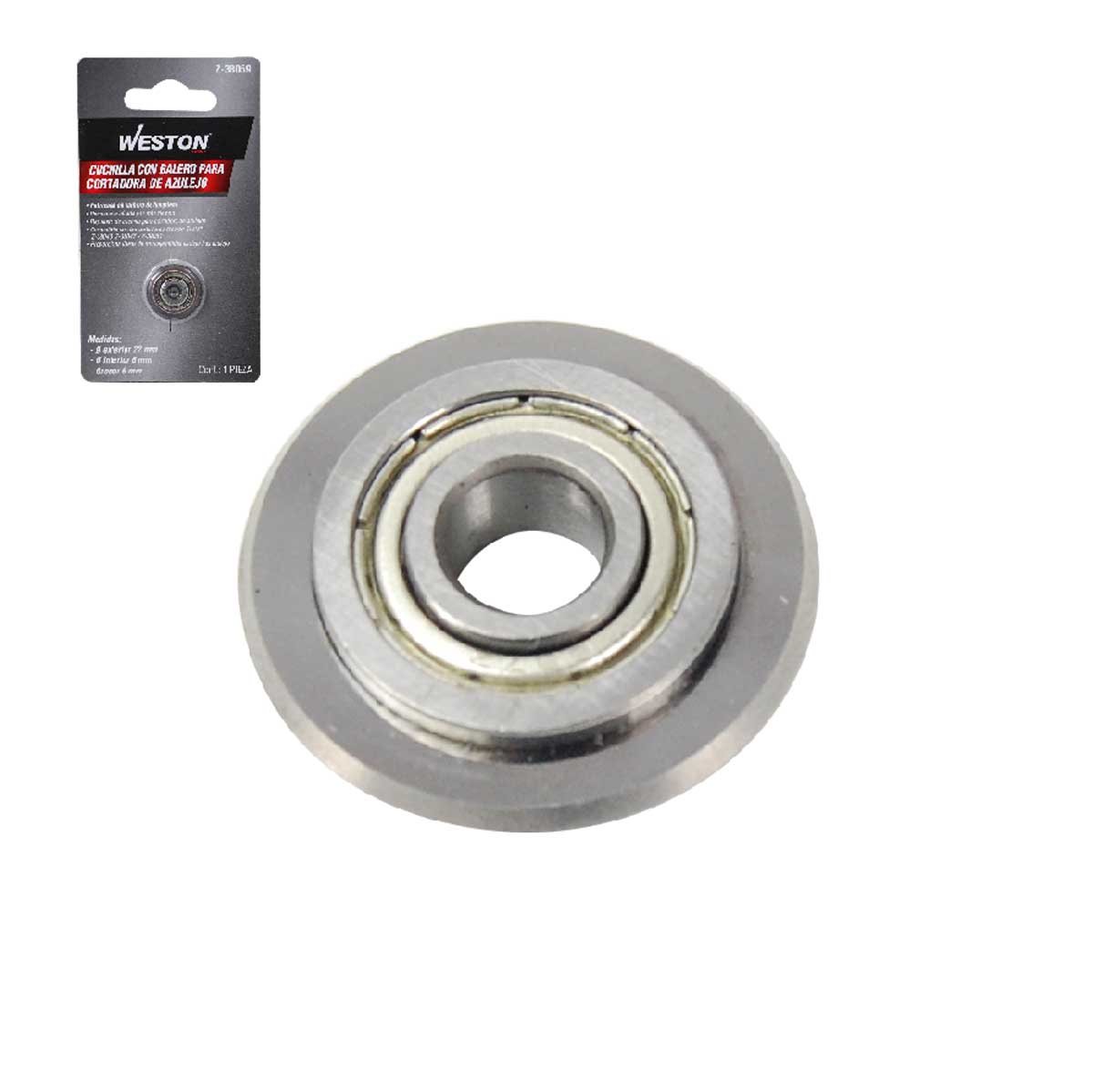 CUCHILLA CON BALERO ØEXT. 22mm X ØINT. 6mm X EXPESOR 6mm PARA CORTADORAS Z-38043, Z-38047 Y Z-38051