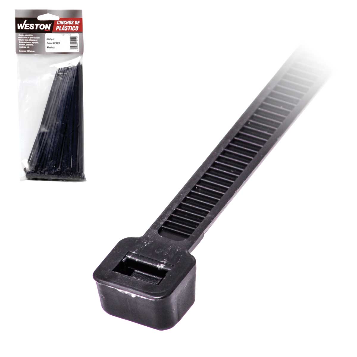 CINCHO PLASTICO NEGRO 3.6 X 100MM    (bolsa c/100)