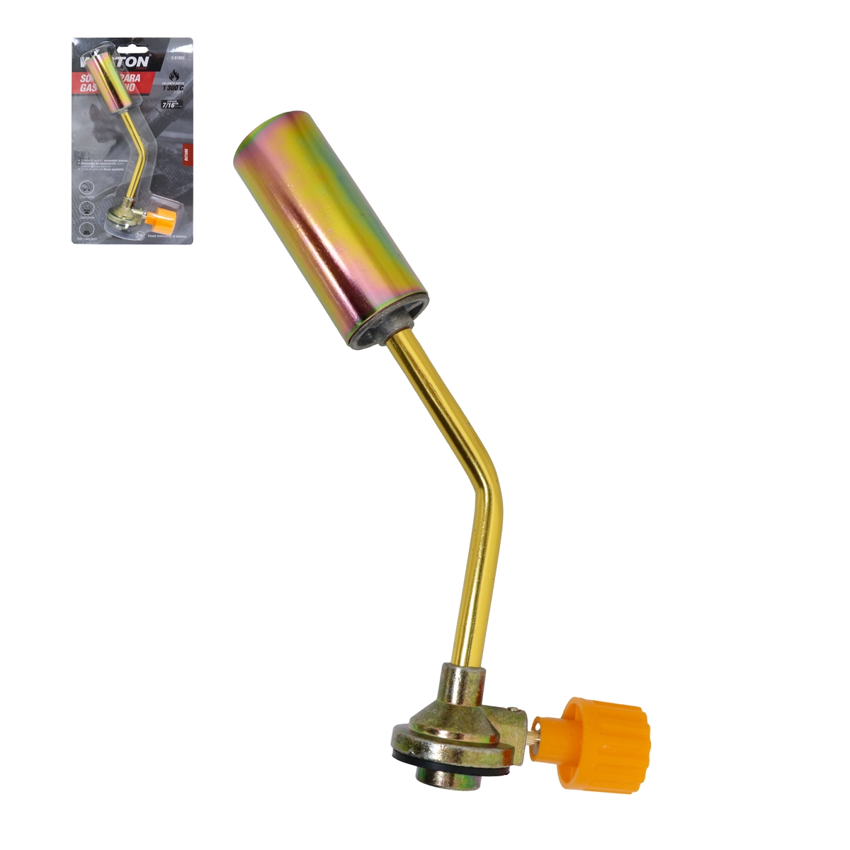 SOPLETE D/BUTANO ENCENDIDO MANUAL PERILLA PLASTICA CUERPO D/ACERO ALEADO CONEXION 7/16"