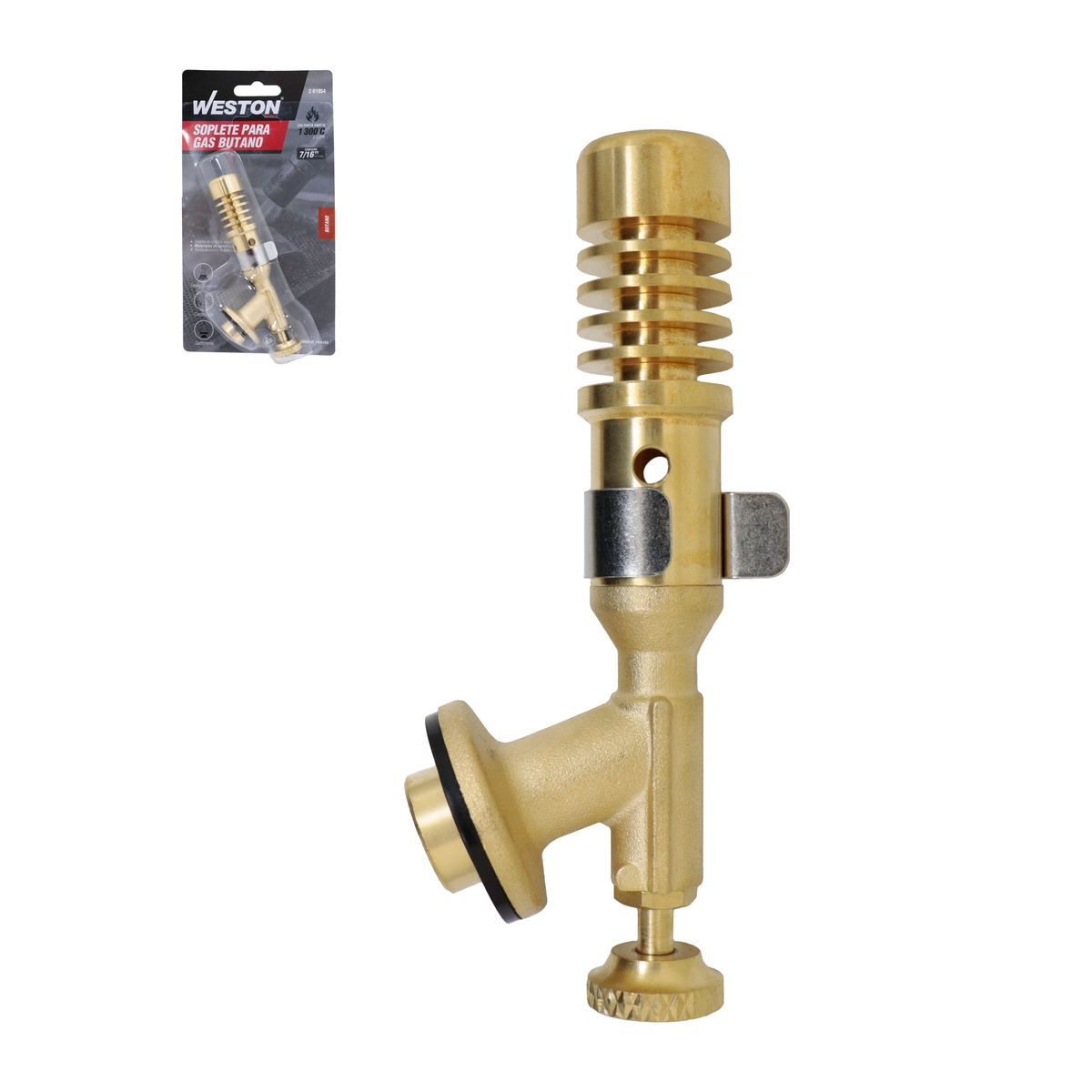 SOPLETE D/BUTANO ENCENDIDO MANUAL CONSTRUCCION EN LATON CONEXION 7/16"