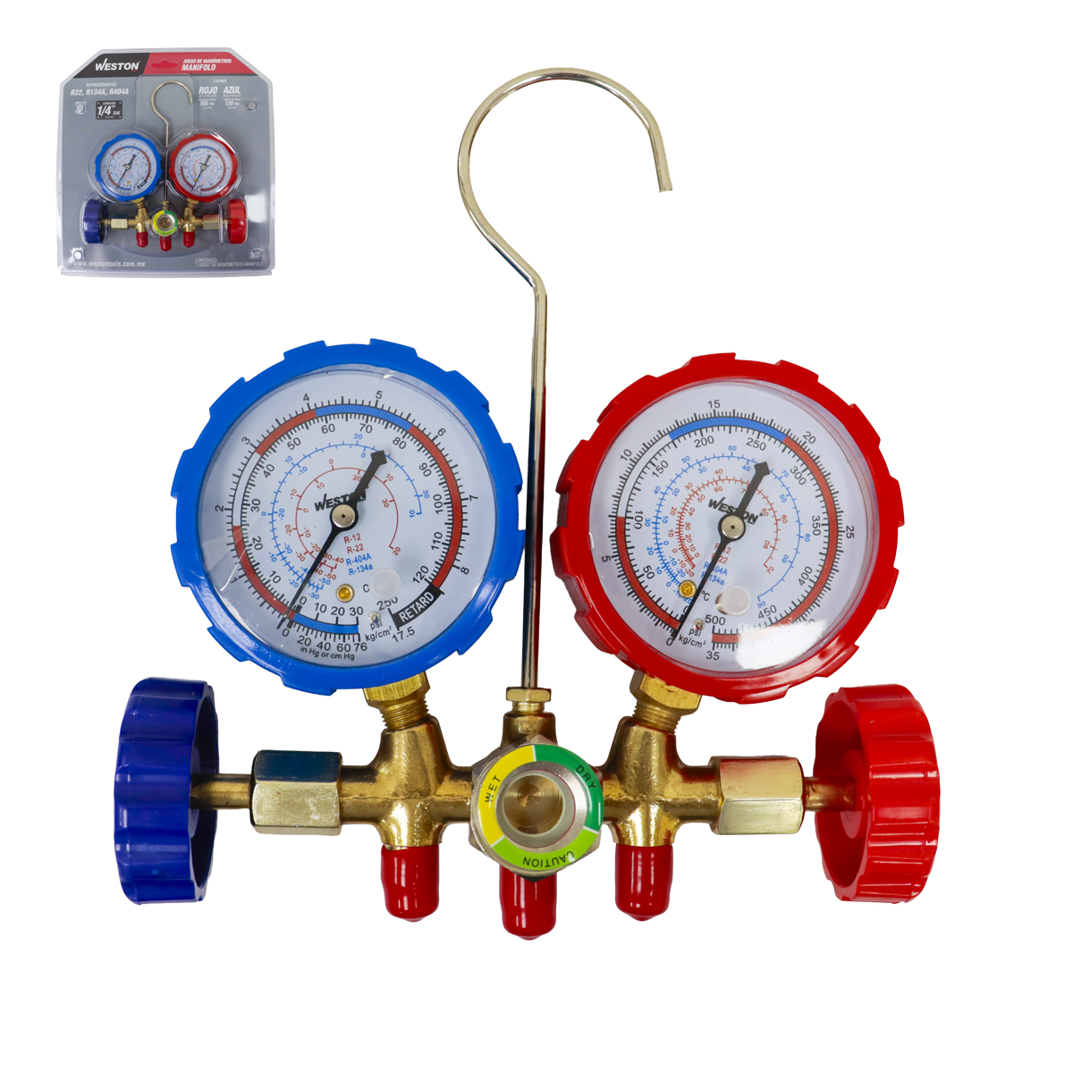 JUEGO D/MANOMETROS MANIFOLD REFRIGERANTES R22 R134A R404A