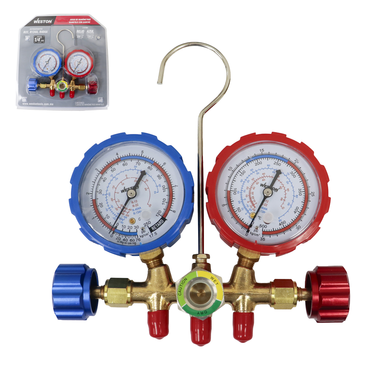 JUEGO D/MANOMETROS MANIFOLD REFRIGERANTES R22 R134A R404A
