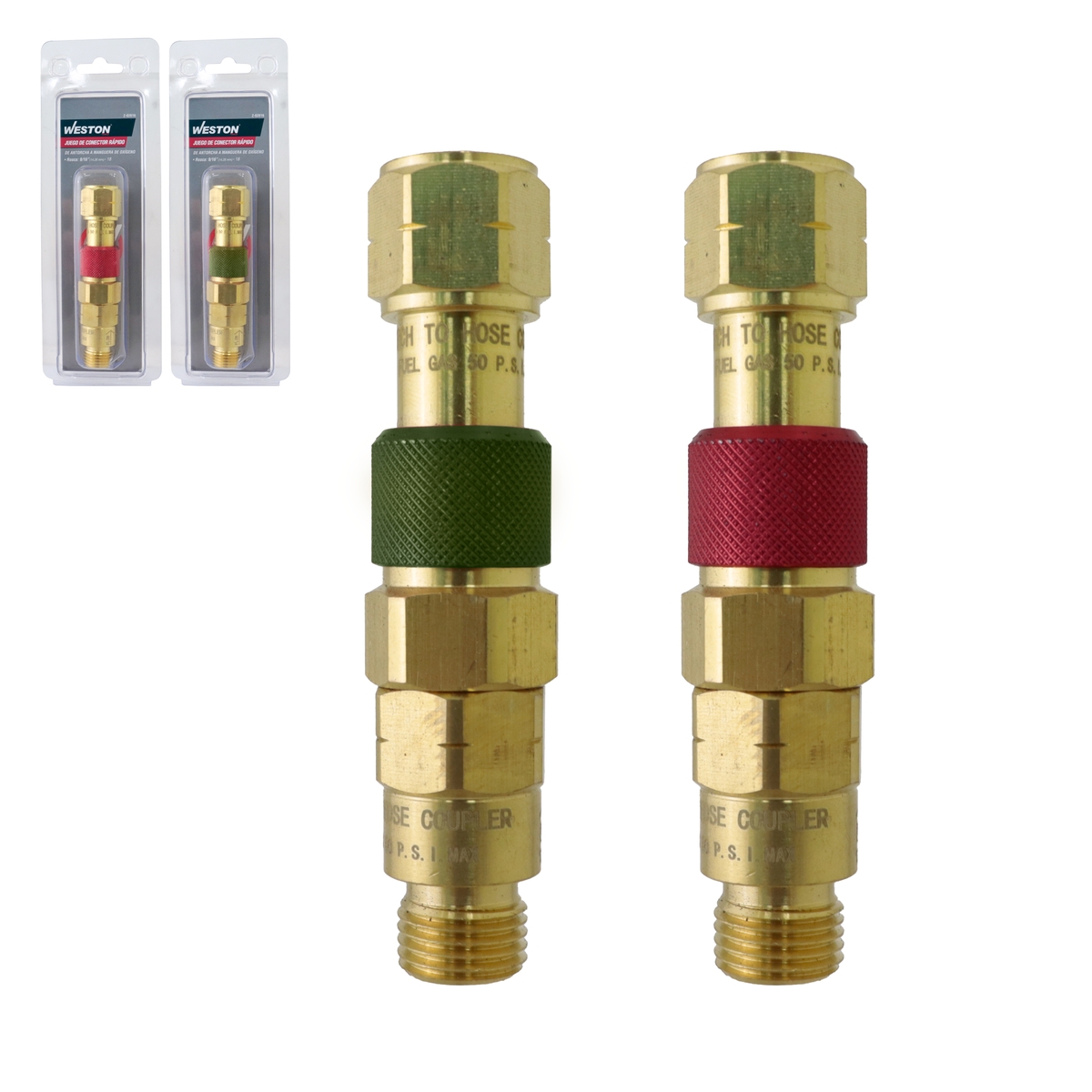 JUEGO DE CONECTORES RAPIDOS ANTORCHA A MANGUERA D/OXIGENO 9/16"-18 (2 PIEZAS)
