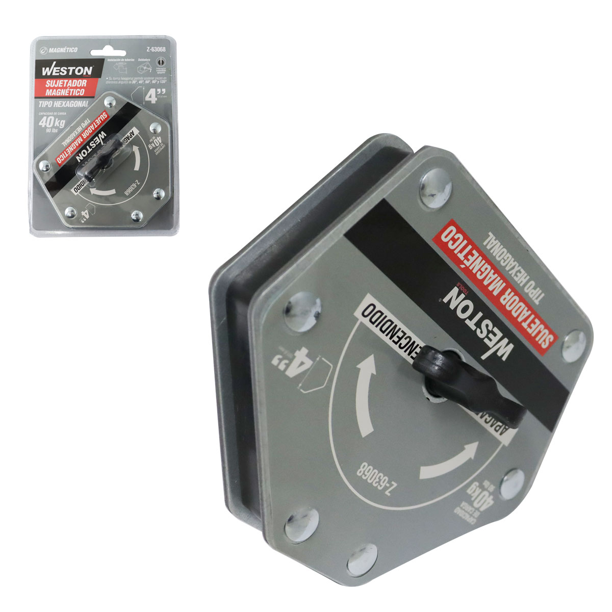 SUJETADOR MAGNETICO TIPO HEXAGONAL P/SOLDAR 4" - 40KG