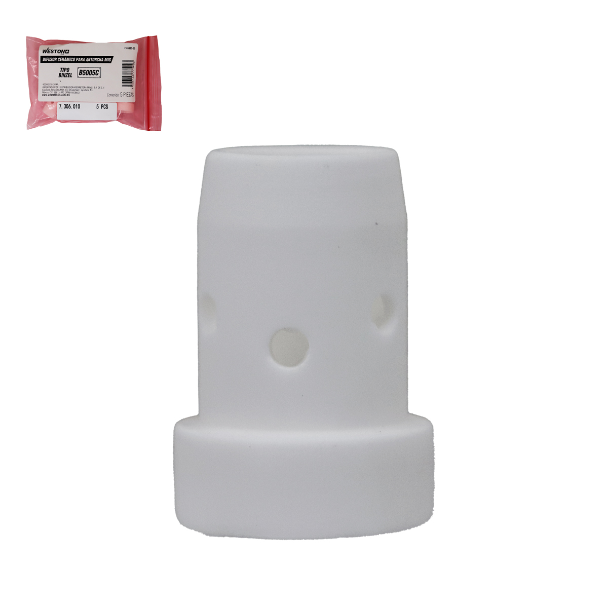 DIFUSOR CERAMICO P/ANTORCHA MIG Z-65695 TIPO BINZEL B5005C (Precio x Pieza - Emp C/5 Piezas)