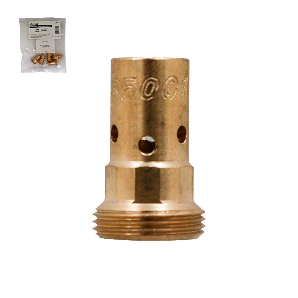 ADAPTADOR D/PUNTA P/ANTORCHA MIG Z-65695 TIPO BINZEL B5001 (Precio x Pieza - Emp C/5 Pzs)