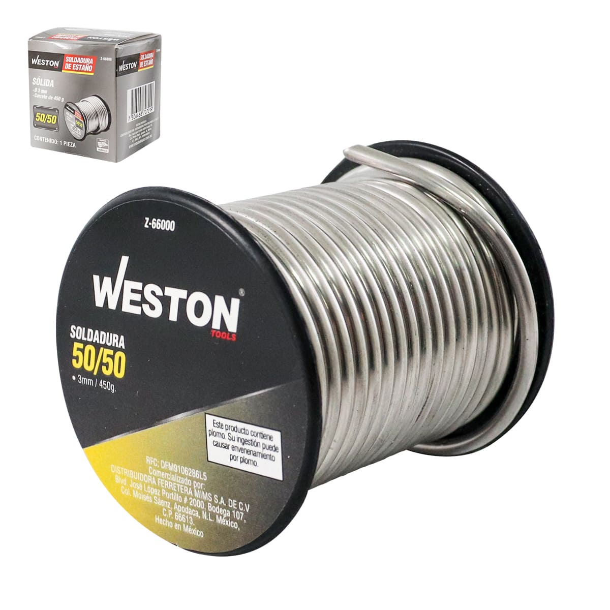 SOLDADURA DE ESTAÑO SÓLIDA 50/50 3MM 450G